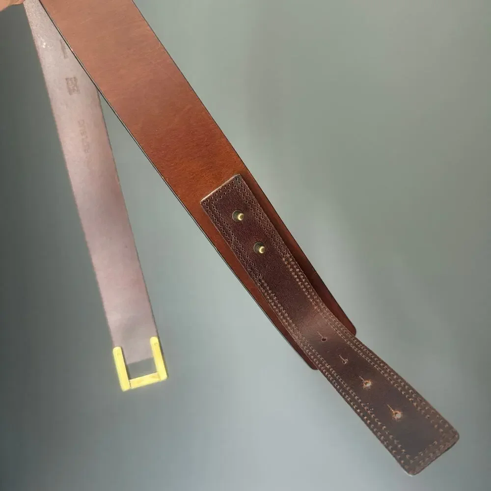 Banana Republic Genuine Italian Leather Belt Brown Brass Buckle Small